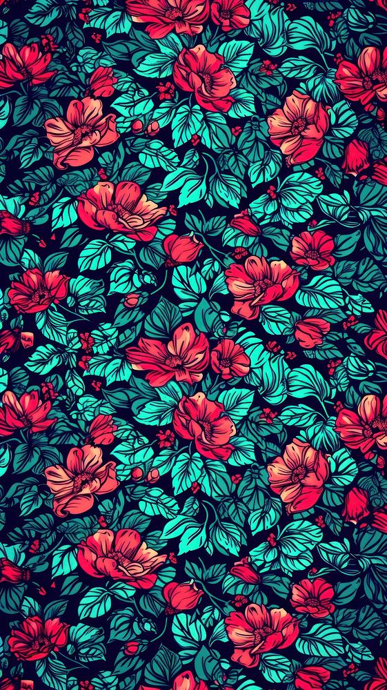Floral vector pattern plant red art.