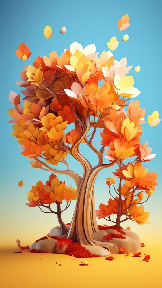 Colorful autumn trees plant creativity chandelier.