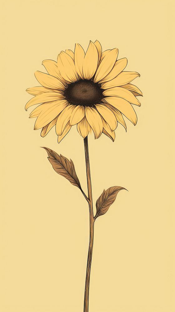 Sunflower drawing plant inflorescence.