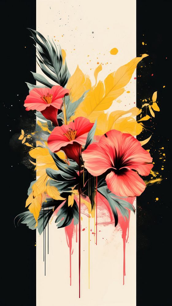 Wallpaper tropical flower abstract painting pattern plant.
