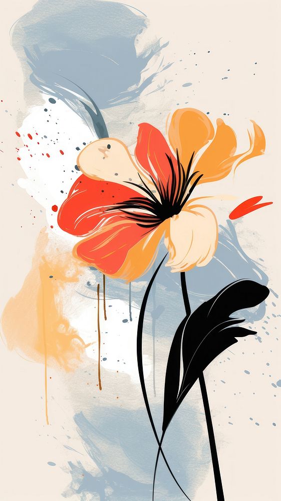 Wallpaper tropical flower abstract painting pattern plant.