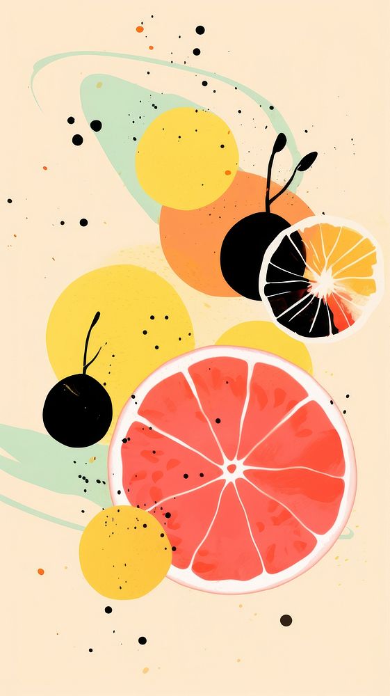 Wallpaper tropical fruit abstract backgrounds grapefruit painting.