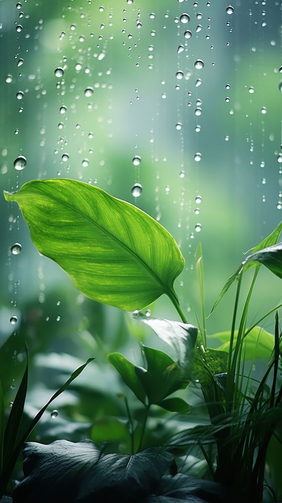 A rain scene with plant outdoors nature green.