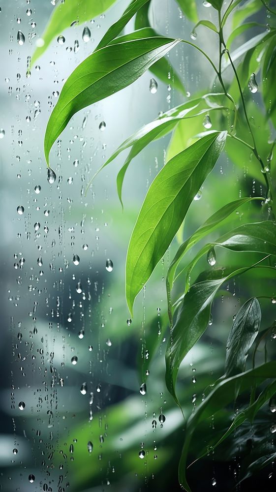 A rain scene with plant outdoors nature green.