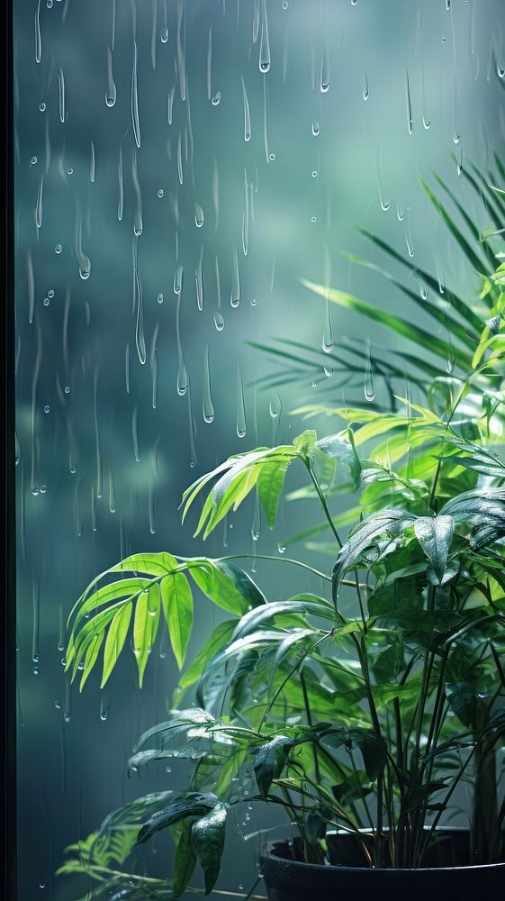 A rain scene with plant outdoors nature glass.