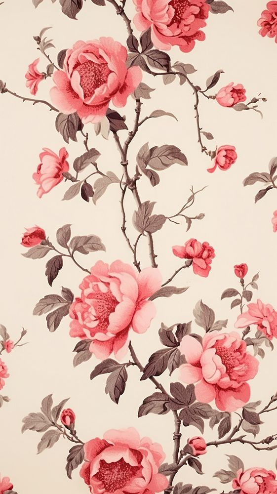 Red roses wallpaper pattern flower.