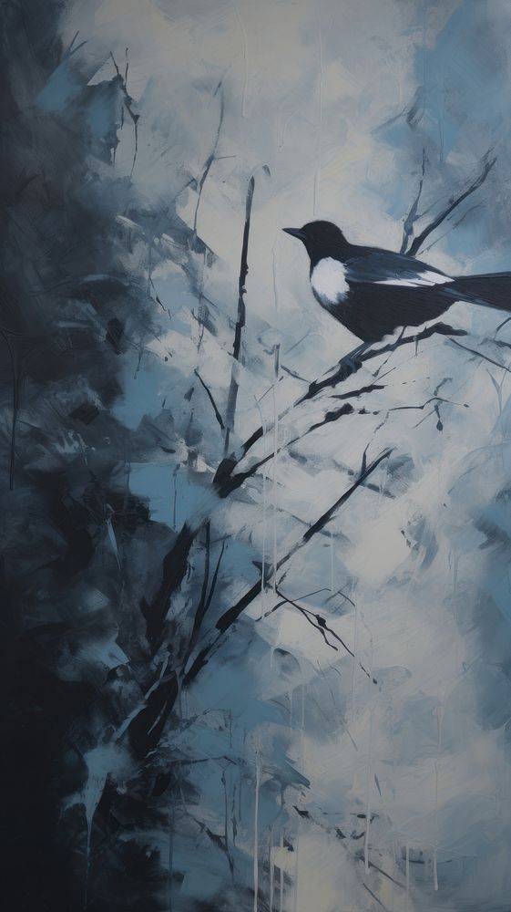Magpie painting animal bird.