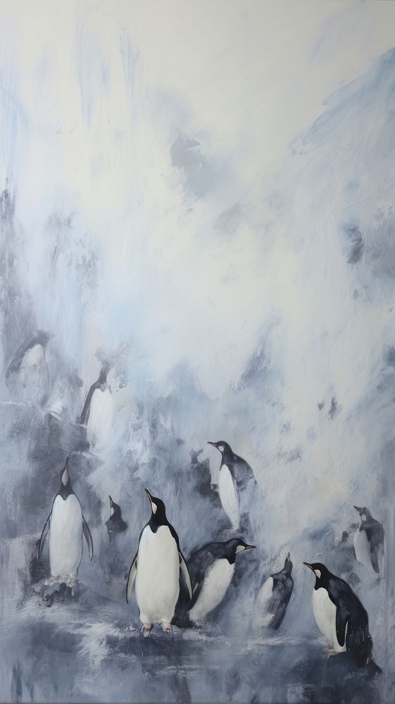 Penguins painting animal bird.