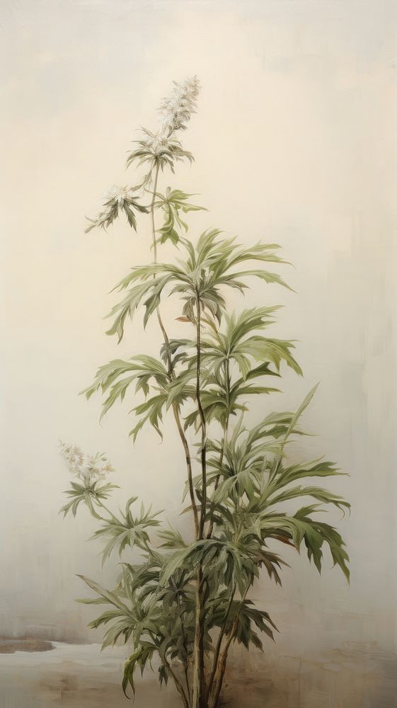 Clsoe up on pale Plant painting plant wall.
