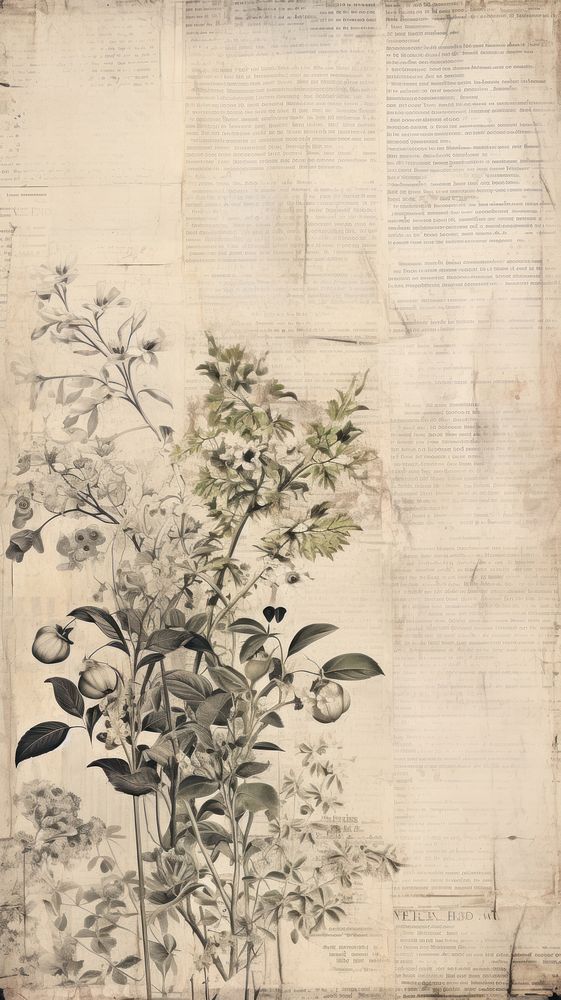 Wallpaper ephemera pale plant herbs pattern art.