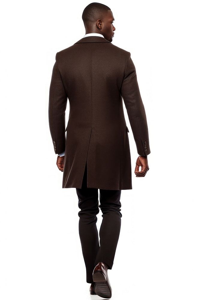 Young fashion man walking overcoat sleeve adult.