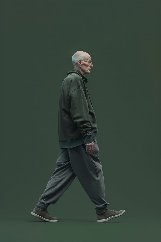Young fashion old man walking portrait adult photography.