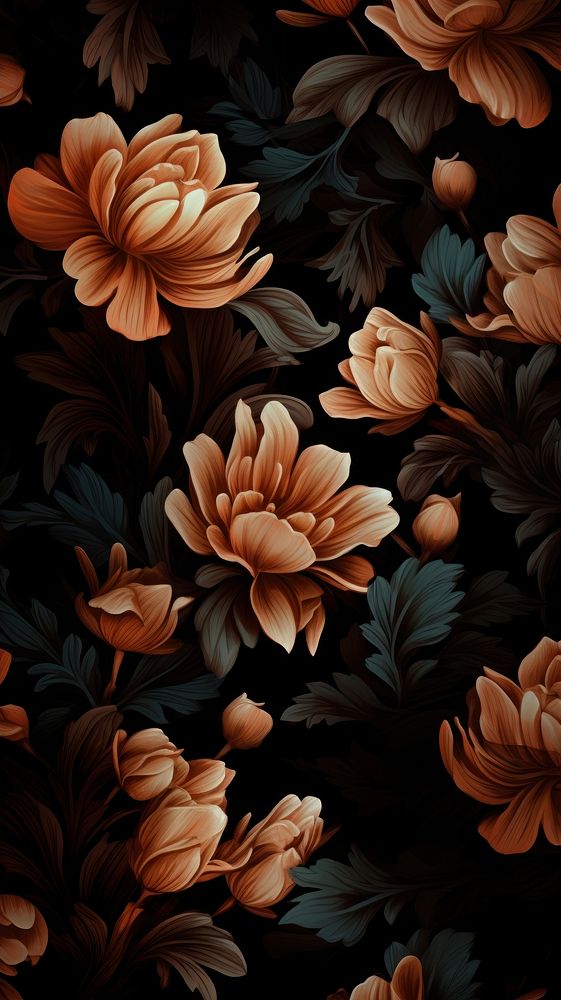 Dark Plant pattern wallpaper flower plant backgrounds.