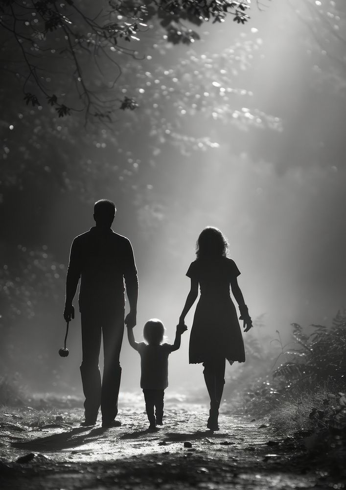 Family silhouette adult black.
