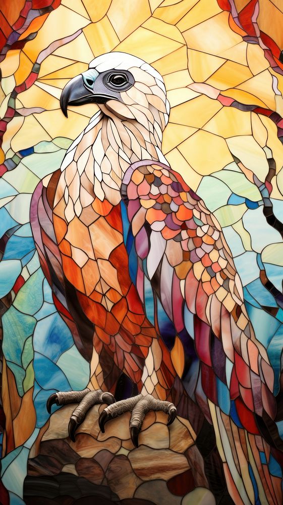 Griffon vulture art animal glass.