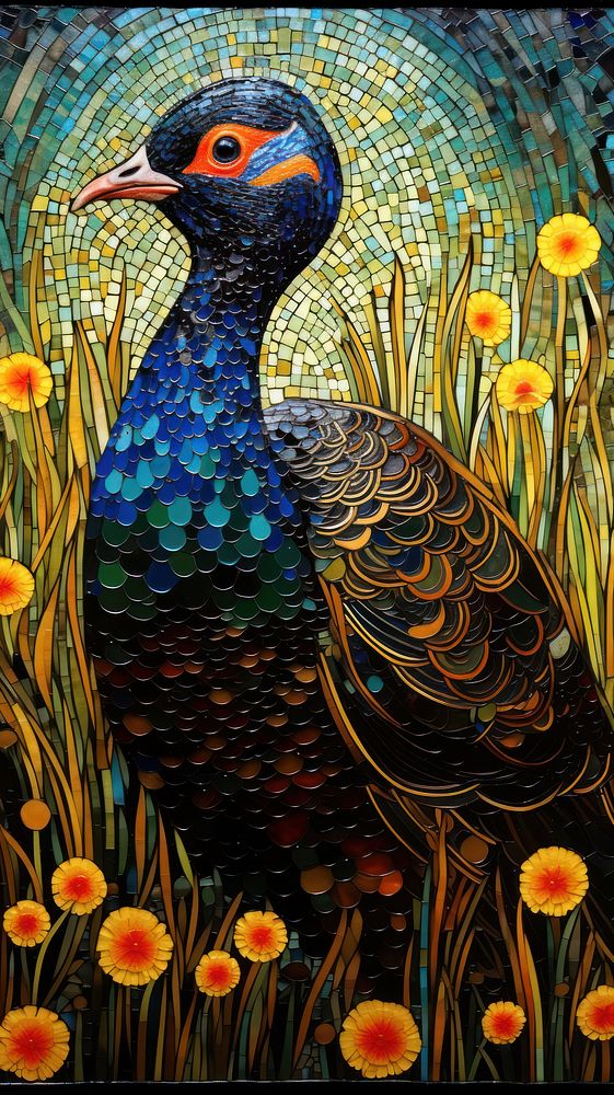 Guinea fowl art animal mosaic.