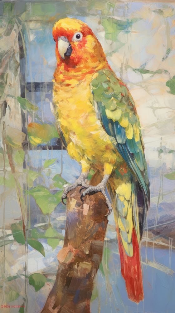 Illustration of a parrot painting animal bird.