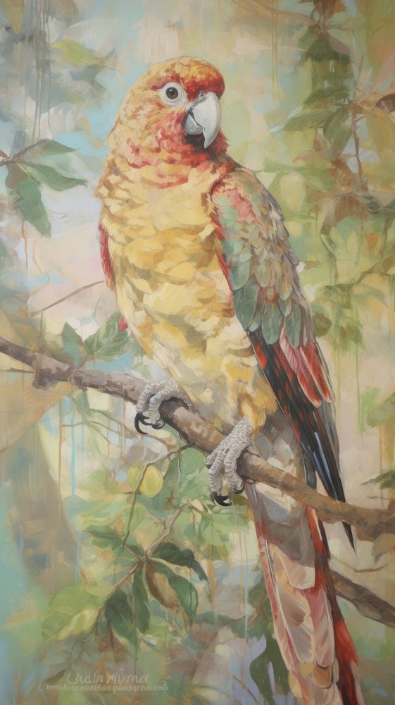 Illustration of a parrot painting animal bird.