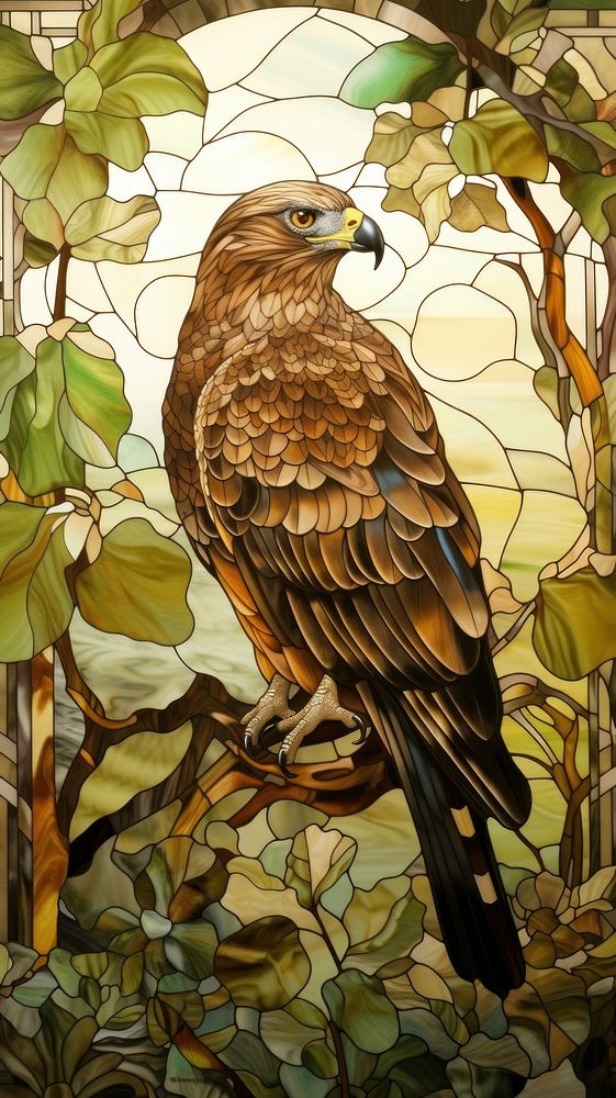 Honey buzzard art animal glass.