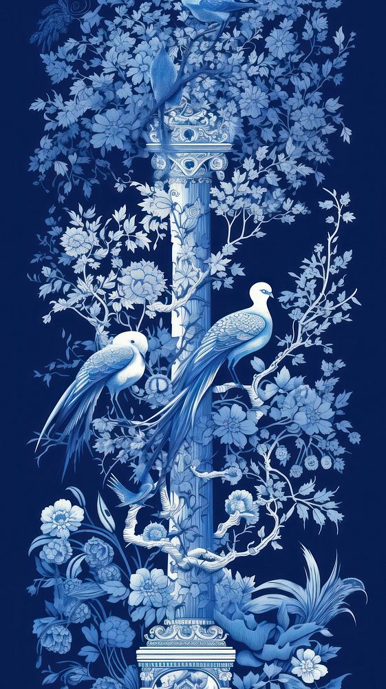 Pigeon art pattern blue.