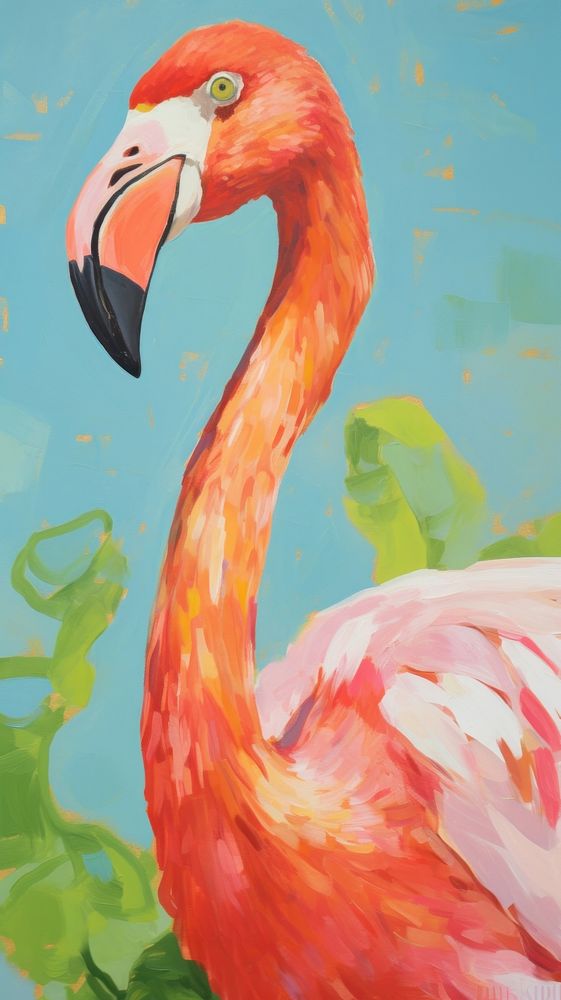 Flamingo painting animal bird.