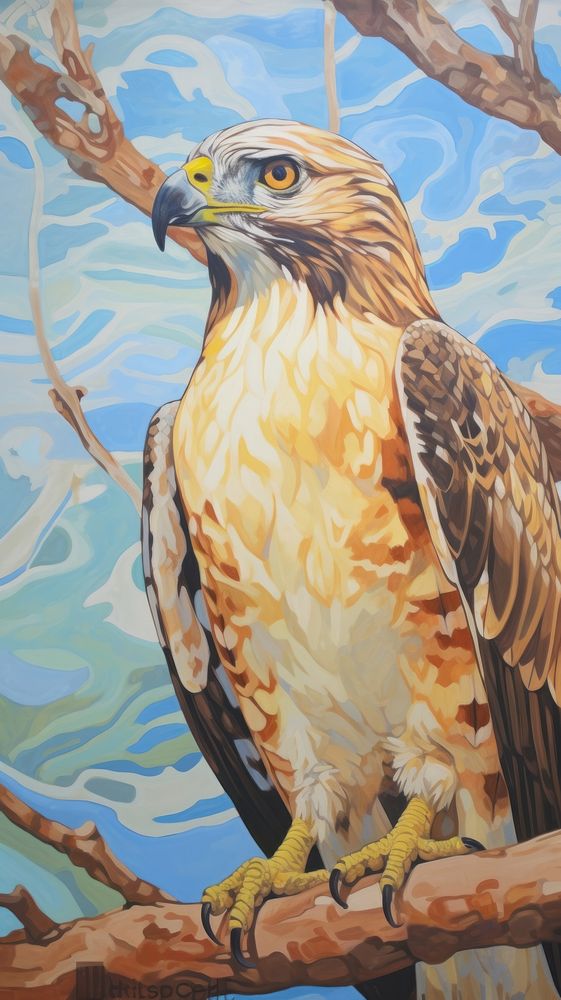 Hawk painting buzzard animal.