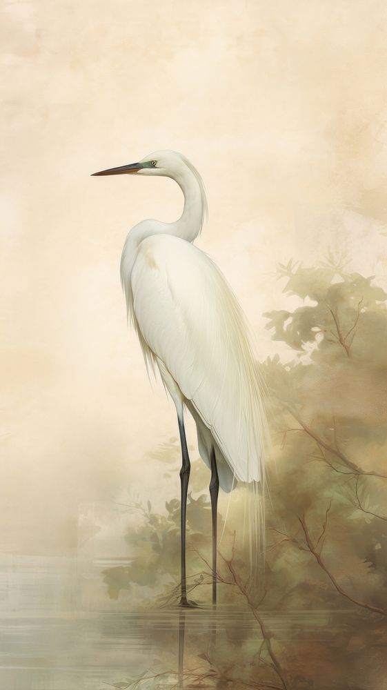 Egret painting animal heron.