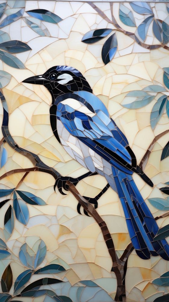 Magpie art animal mosaic.