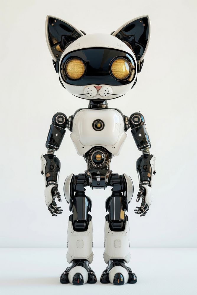 Retro cat robot toy technology standing.