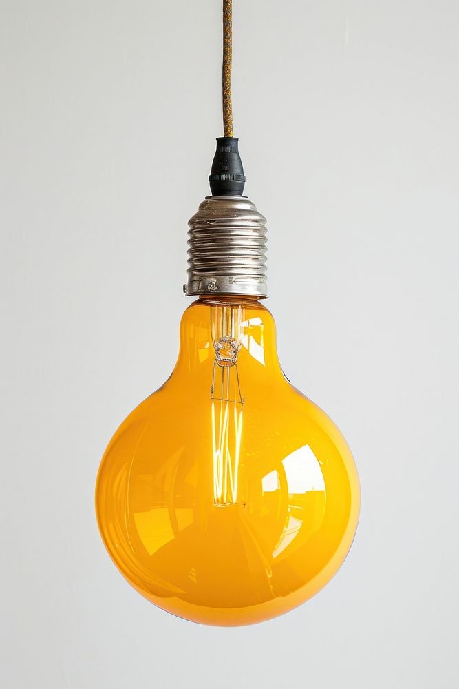 Retro golden color pendant lamp lightbulb electricity illuminated.