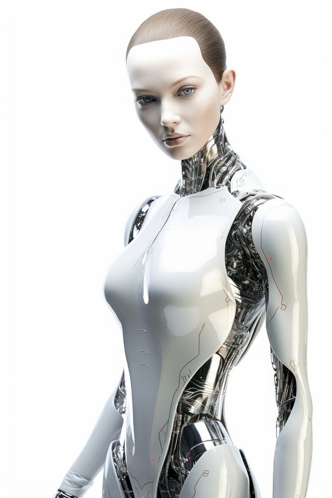 Retro female robot mannequin adult human.