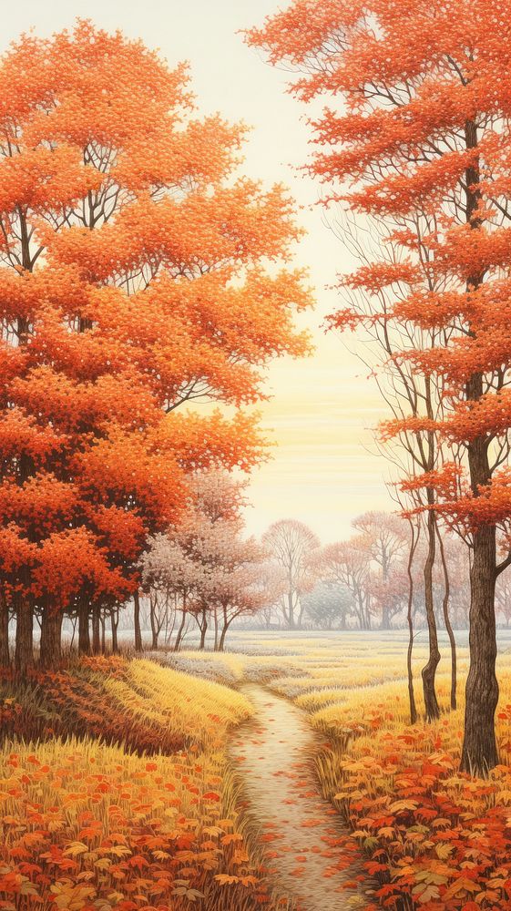 Illustration of a autumn landscape outdoors nature.