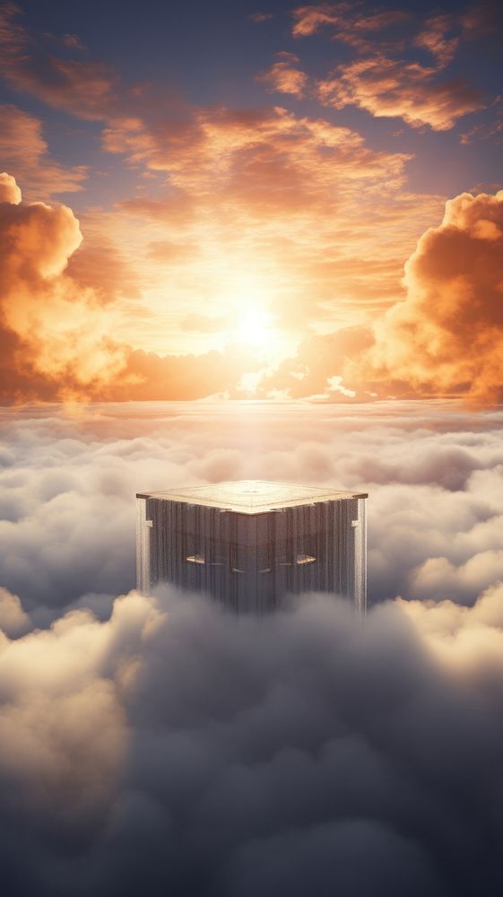 The podium floats amidst the clouds sun architecture sunlight.
