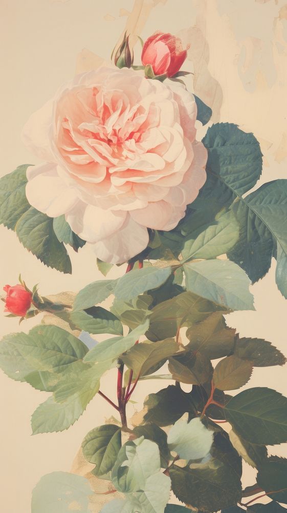 Rose painting flower plant.