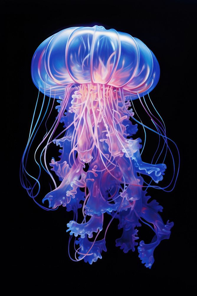 Blue jelly fish jellyfish animal invertebrate.