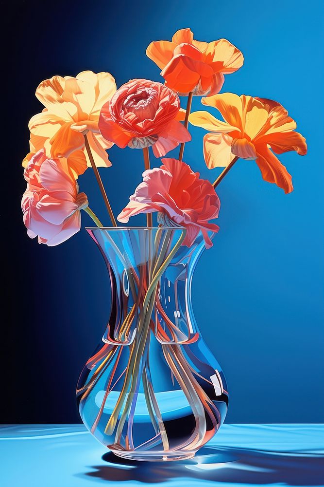 Flowers in vase isolated art plant rose.