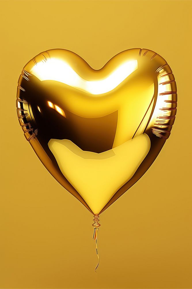 Gold heart shape balloon celebration appliance jewelry.