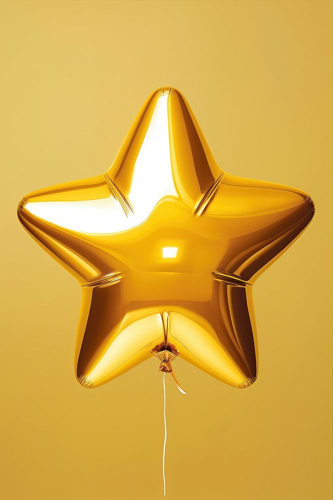 Gold star shape balloon illuminated celebration decoration.