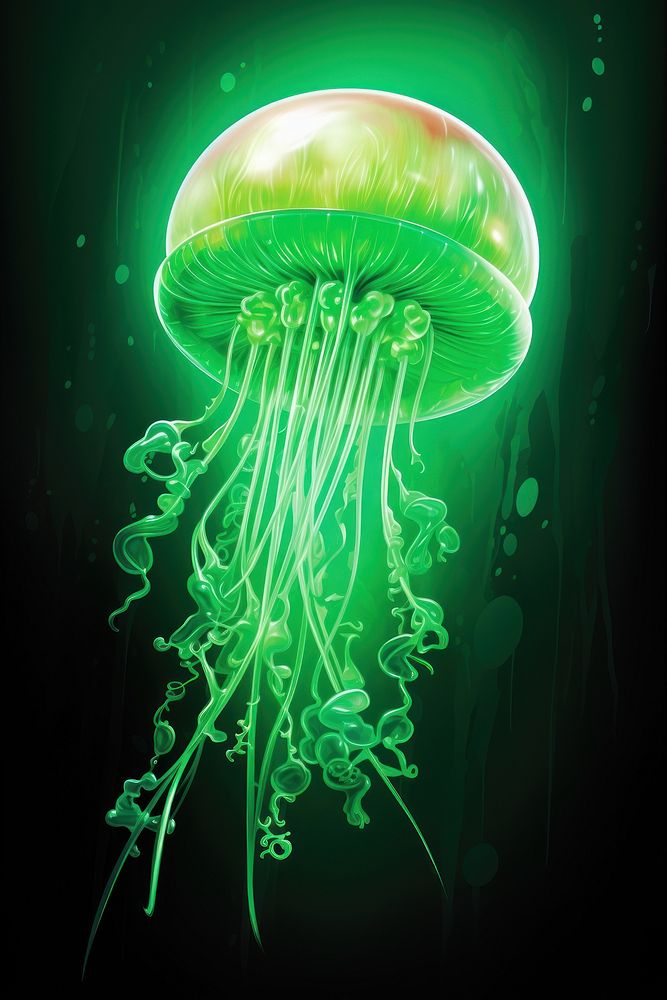 Green jelly fish jellyfish invertebrate underwater.