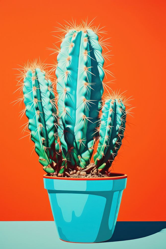 Potted cactus isolated plant art houseplant.