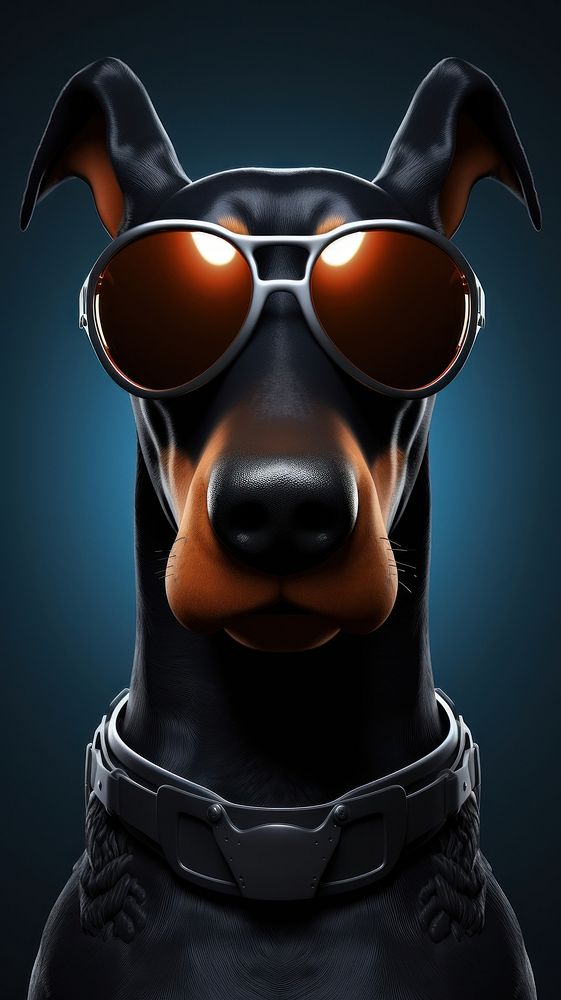 3D cartoon doberman sunglasses animal dog.