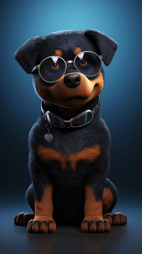 3D cartoon Rottweiler for glasses dog rottweiler.