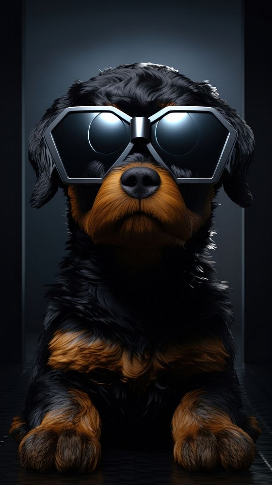 3D cartoon Rottweiler for dog sunglasses mammal.