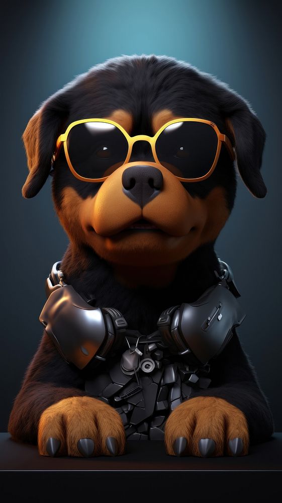 3D cartoon Rottweiler for glasses sunglasses dog.