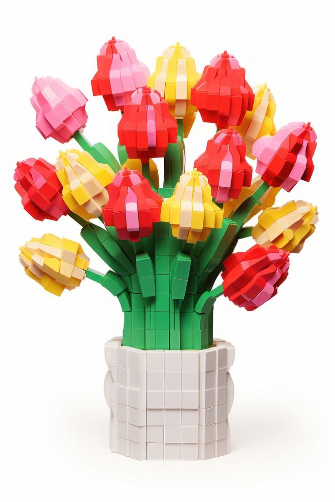 Tulip bricks toy art flower plant.