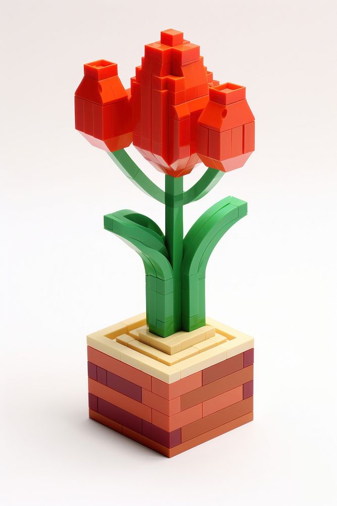 Tulip bricks toy art white background creativity.