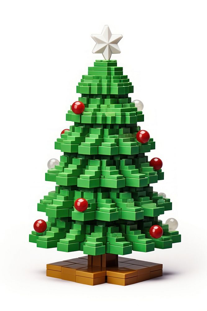 Christmas tree bricks toy plant white background celebration.