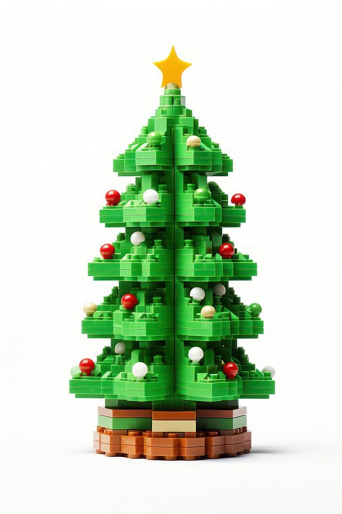 Christmas tree bricks toy white background representation celebration.