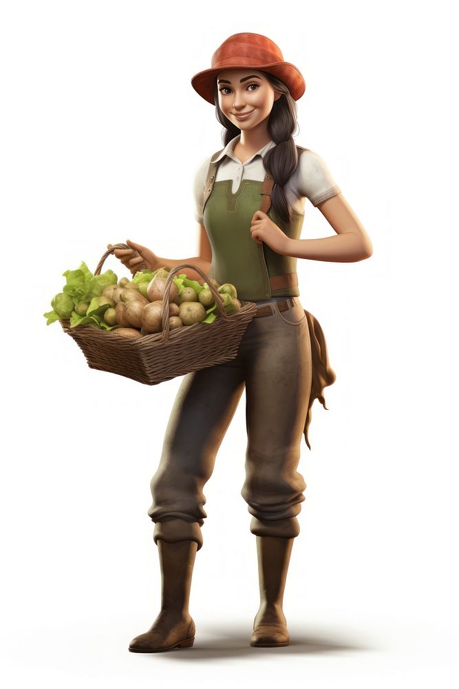 Vegetable portrait holding basket.