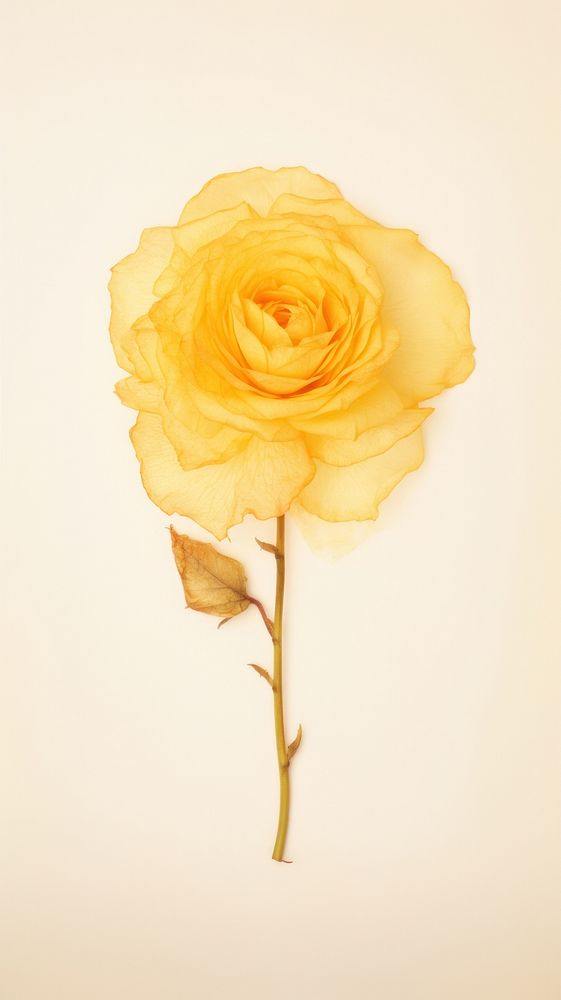 Real pressed yellow rose flower petal plant.